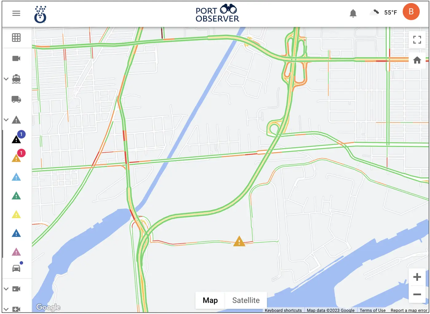 Traffic alerts map