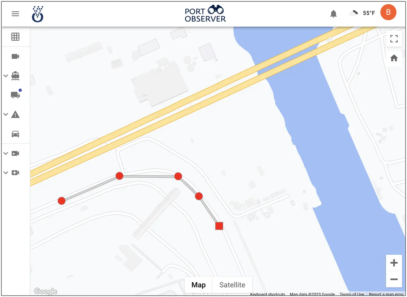 Truck queuing map